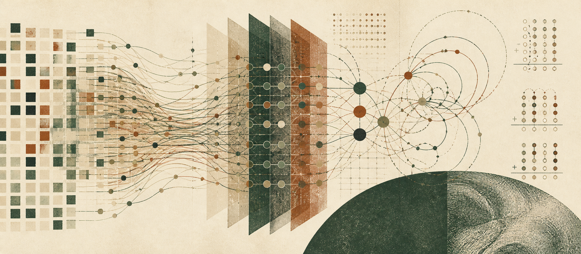 Abstract layered token-flow illustration for the TokenMix research project